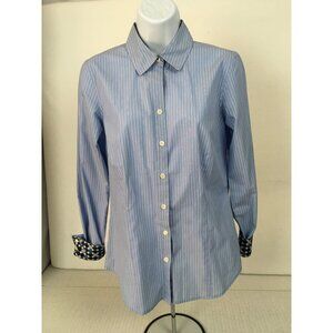 Van Heusen Originals  Womens Top Size SP Classic Fit Blue White Stripes Button U